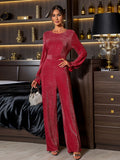 Deep Red Sparkly Jumpsuit