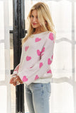 White + Pink Heart Sweater