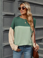 Color Block Round Neck Long Sleeve