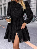 Black Lace Button Down Dress