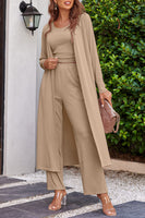 Tank, Long Sleeve Cardi + Pant Set