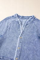 Distressed Hem Button Down Denim Dress