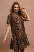 Leopard Tie Back Short Sleeve Dress