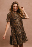 Leopard Tie Back Short Sleeve Dress