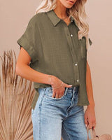 olive linen ss blouse