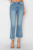 High Rise Frayed Hem Flare Jeans