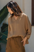 Camel Long Sleeve Blouse