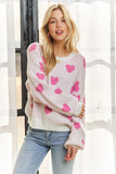 White + Pink Heart Sweater