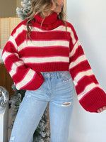 Striped Turtleneck Cropped Sweater