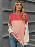 Color Block Round Neck Long Sleeve