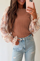 Floral Flounce Sleeve + Knit Blouse