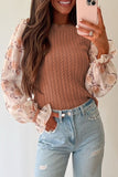 Floral Flounce Sleeve + Knit Blouse