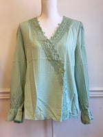 light sage long sleeve blouse