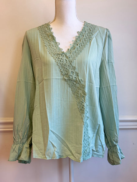 light sage long sleeve blouse