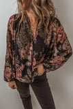 Black Multi Print Long Sleeve Blouse