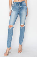 High Rise Knee Distressed Skinny Jeans