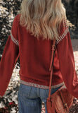 Striped Detail Dropped Shoulder Sweater