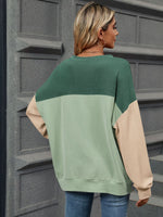 Color Block Round Neck Long Sleeve