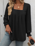 Square Neck Long Sleeve Blouse