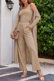 Tank, Long Sleeve Cardi + Pant Set