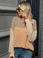 Color Block Round Neck Long Sleeve