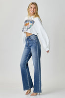 High Waist Girlfriend Style Medium Wash Denim