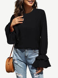 Black Flounce Sleeve Blouse