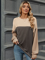 Color Block Round Neck Long Sleeve