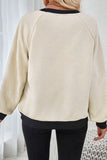 Texture Contrast Long Sleeve Top