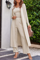 Tank, Long Sleeve Cardi + Pant Set