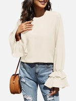 Black Flounce Sleeve Blouse