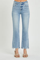 High Rise Distressed Straight Jeans