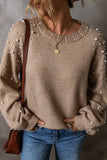 Pearl Detail Long Sleeve Sweater Multiple Colors