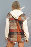 Contrast Long Sleeve Plaid Hooded Shacket