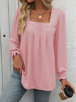 Square Neck Long Sleeve Blouse