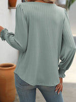 Square Neck Long Sleeve Blouse