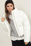 White Quilted Back Drawstring Puffer Jacket