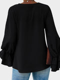 Black Flounce Sleeve Blouse