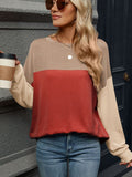 Color Block Round Neck Long Sleeve