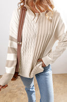 Neutrals Color Block Round Neck Sweater