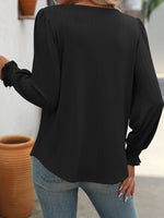 Square Neck Long Sleeve Blouse