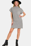 Grey Short Sleeve Sweater Mini Dress