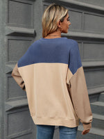 Color Block Round Neck Long Sleeve