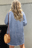 Distressed Hem Button Down Denim Dress