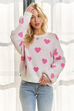 White + Pink Heart Sweater