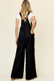 Black Texture Wide Strap Wide Leg Overall