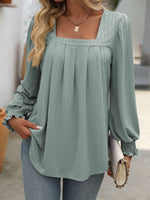 Square Neck Long Sleeve Blouse