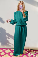 Textures Long Sleeve Top and Wide Leg Pants Set