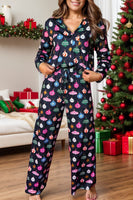 Ornaments Long Sleeve Top and Pants Lounge Set