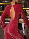 Deep Red Sparkly Jumpsuit